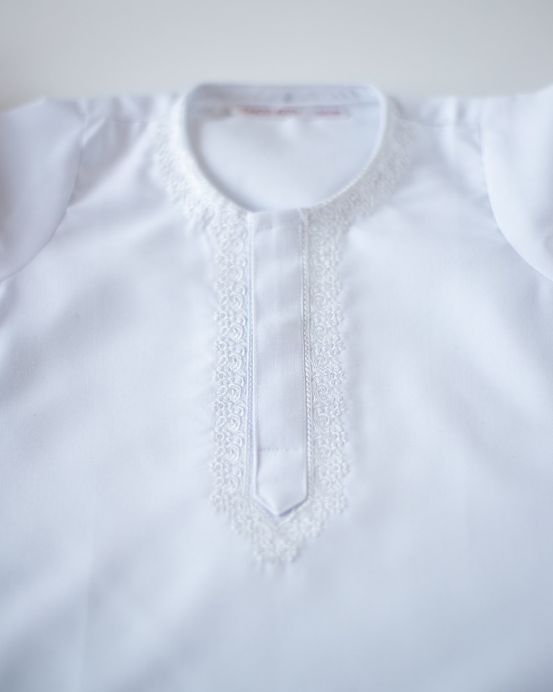 White Embroidered - Baby Boy Kurta Pajama / Shalwar Kameez / Thobe ...