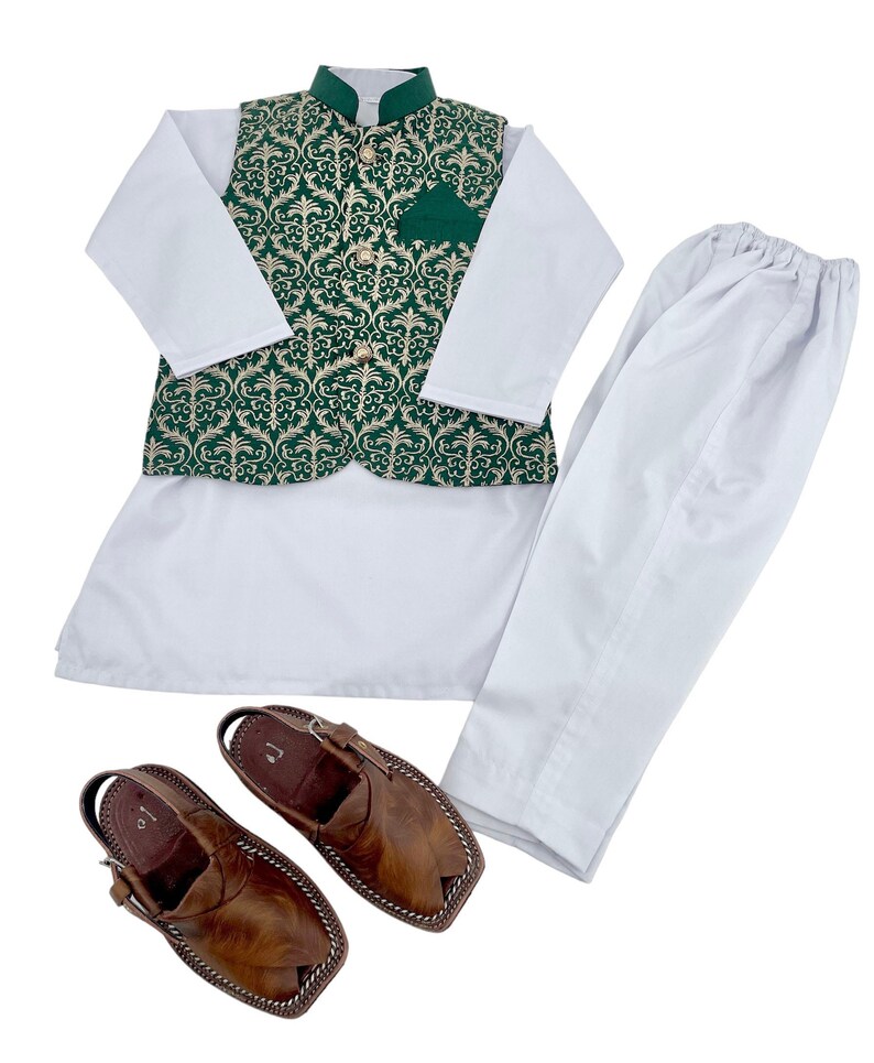 Joon Embroidery Green Koti Baby Boy Kurta Pajama / Shalwar Etsy