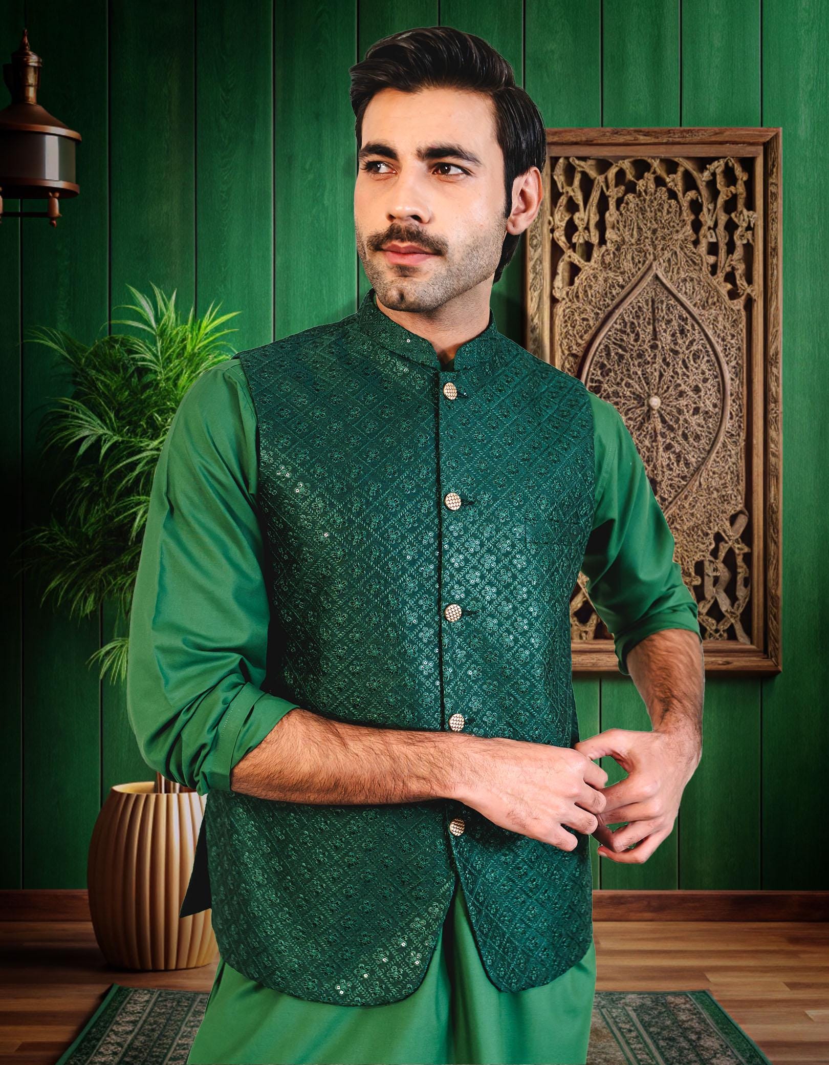 Buy Dark Green Shalwar Kameez Men Online In India India