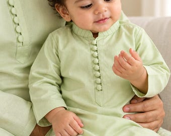 Mint Kurta Classic - Baby Boy Kurta Pajama / Shalwar Kameez / Thobe - Pakistani & Indian, Ramadan, Eid, Wedding, Shaadi, Mehendi, Holi