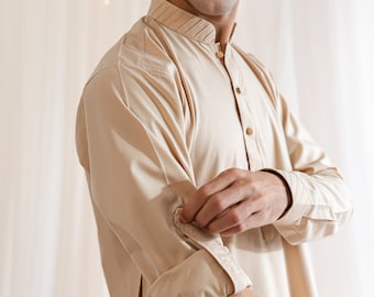 Tan Kurta Classic - Herr Kurta Pyjama / Shalwar Kameez - pakistanska och indiska, Ramadan, Eid, Bröllop, Shaadi, Mehendi, Holi