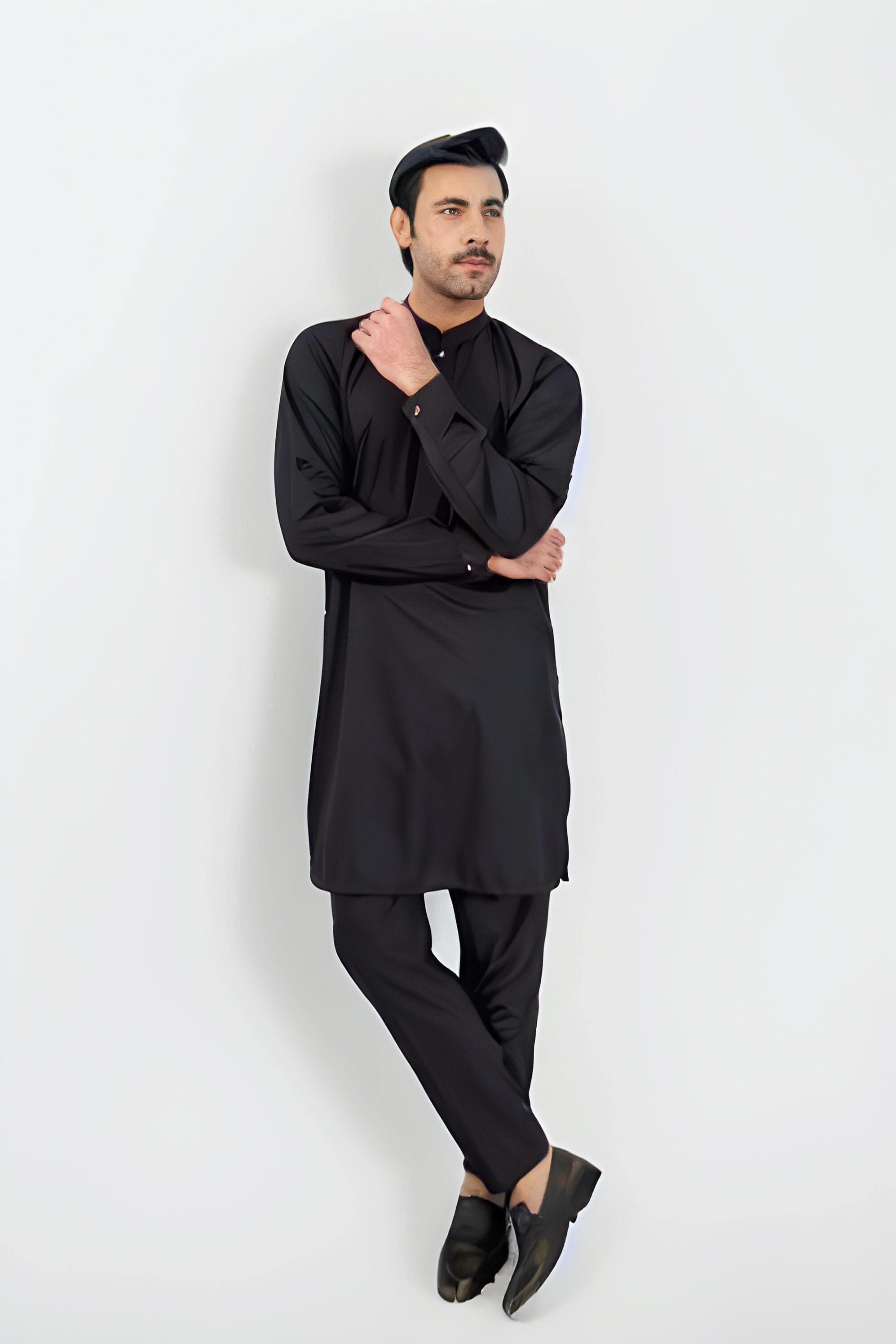 Black kurta pajama half sleeve hotsell