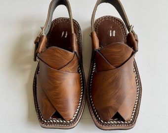 Brown 100% Leather Baby and Kids Peshawari Chappal Sandals - Boy Desi Pakistani Indian Style, for Muharram, Wedding, Shaadi, Mehendi, Diwali