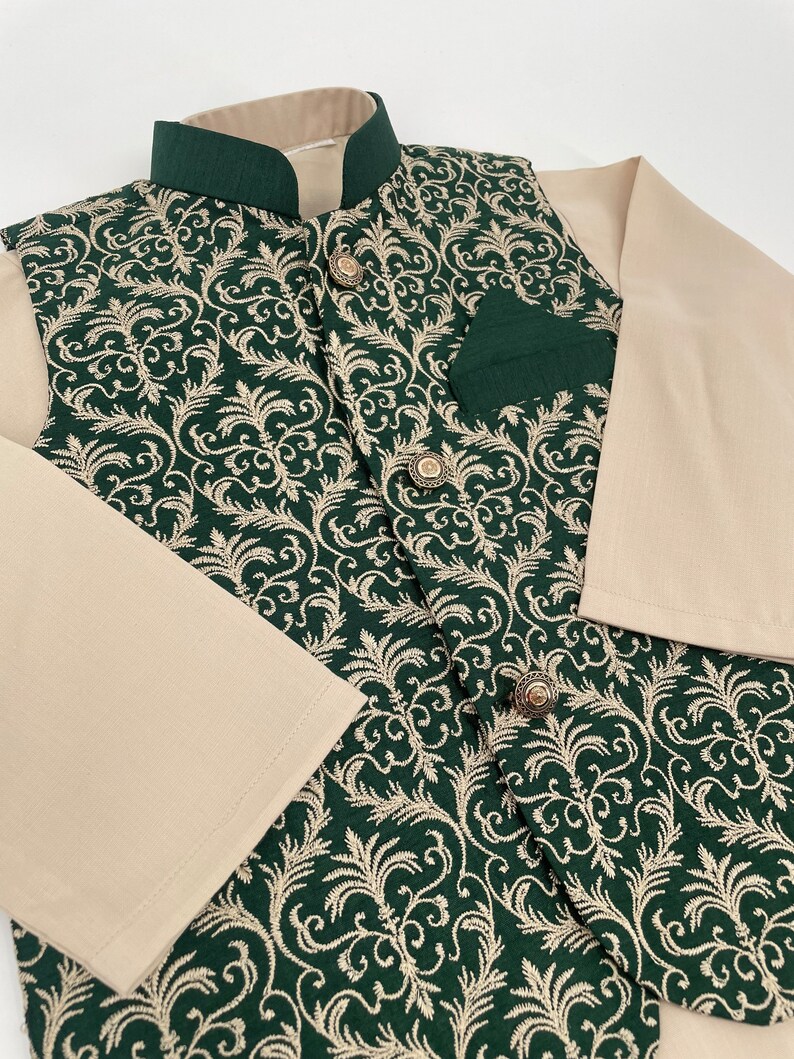 Joon Embroidery Green Koti Baby Boy Kurta Pajama / Shalwar Etsy