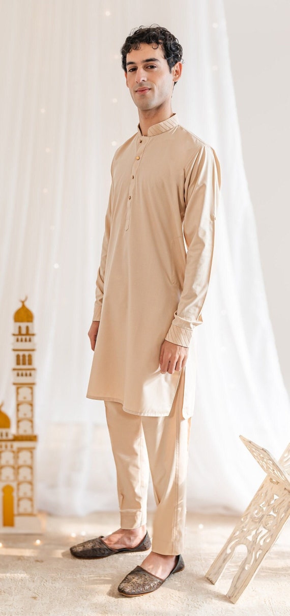 Tan Kurta Classic Mens Kurta Pajama Shalwar Kameez Pakistani Indian Ramadan Eid Wedding Shaadi Mehendi Holi Etsy Canada