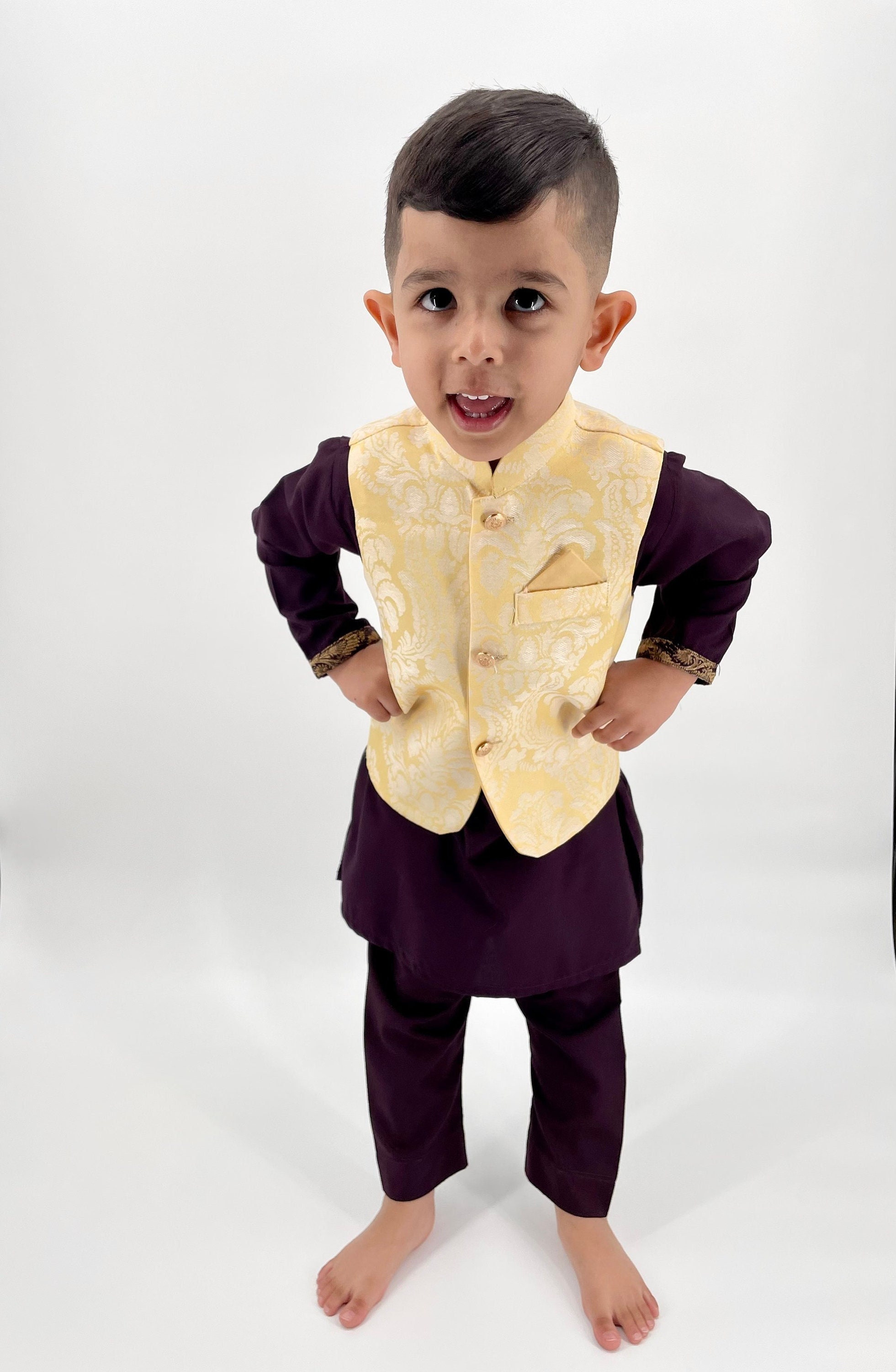 Yellow kurta pajama for baby best sale boy
