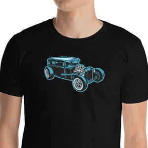 Vintage Hot Rod T-shirt in blue, Ford sedan Hot Rod, Rat Rod, Hot Rod t shirt