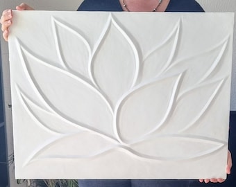 Unique Mother's Day Gift | Minimalist Lotus Flower Plaster Painting Symbolizes Strength, Renewal & Beauty | Lotus Flower Art | Handmade Gift