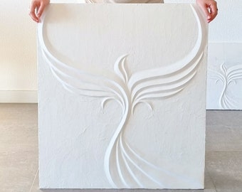 Phoenix Rising Art by Noga Falk. Symbolizes Strength And New Beginnings. Unique Handmade Wall Art. Mental Health Sculpture. Bas Relief.