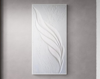 White Flame Sculptural Art. Handmade Gift For Loved One. White Sculpture Artwork. Modern Decor. Unique Wall Art. Plaster Bas Relief.