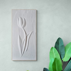 Tulip Flower Plaster Wall Decoration, 3D Wall Art For Minimalist Decor, Abstract Flower Art Gift For Her image 3