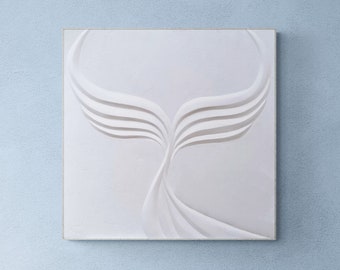 Abstract Dolphin Wall Art. Symbolizes Harmony & Strength. Meaningful Unique Gift For Loved One. White Sculptural Art For Modern Home Decor