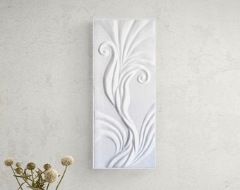 Handmade Plaster Flower Wall Sculpture: 3D Bas Relief Art