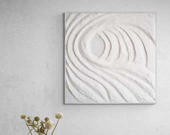 White Wave Plaster Art, 3D Abstract Wall Decoration, Perfect For Housewarming Gift for Home & Modern Decor