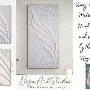 Minimalist White Feather Plaster Wall Decoration, 3D Wall Art For Midcentury Modern Decor, Abstract Feather Art Bas Relief image 10