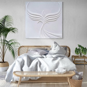 Large White Phoenix Plaster Art, Phoenix Wall Decor, Phoenix Rising Wall Art, Mid Century Modern Style Home Decor image 5