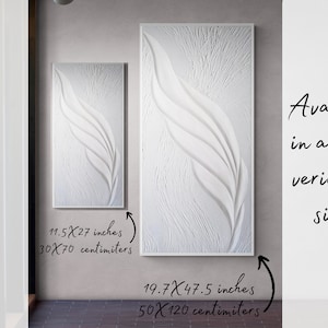 Minimalist White Feather Plaster Wall Decoration, 3D Wall Art For Midcentury Modern Decor, Abstract Feather Art Bas Relief image 7