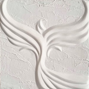 Large White Phoenix Plaster Art, Phoenix Wall Decor, Phoenix Rising Wall Art, Mid Century Modern Style Home Decor image 3