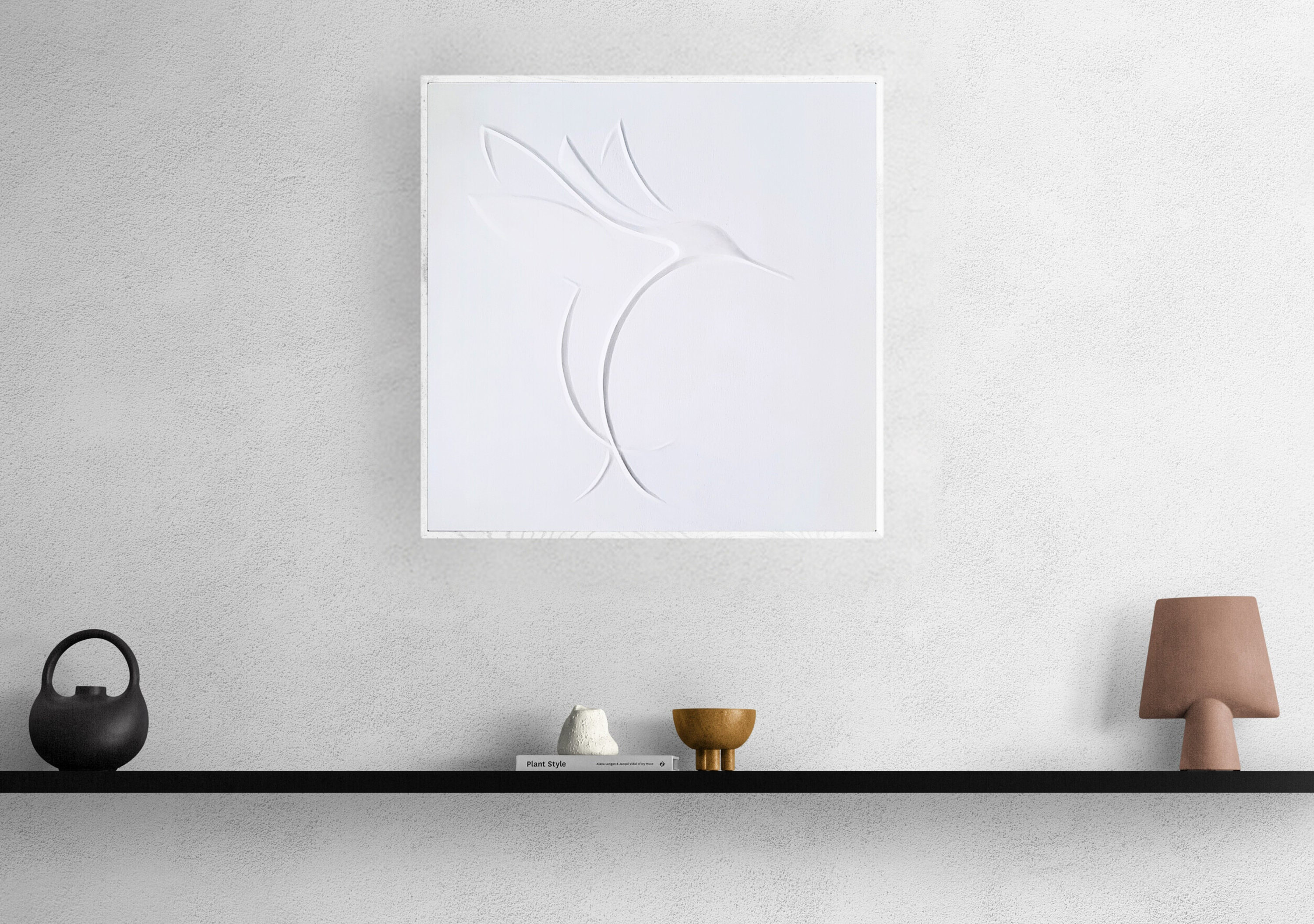 Hummingbird Plaster Wall Art, Symbolizes Joy & Happiness, Abstract Art, Midcentury Modern Decor, Bird Wall Sculpture, Christmas Gift For Her
