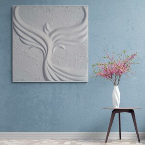 Large White Phoenix Plaster Art, Phoenix Wall Decor, Phoenix Rising Wall Art, Mid Century Modern Style Home Decor image 9