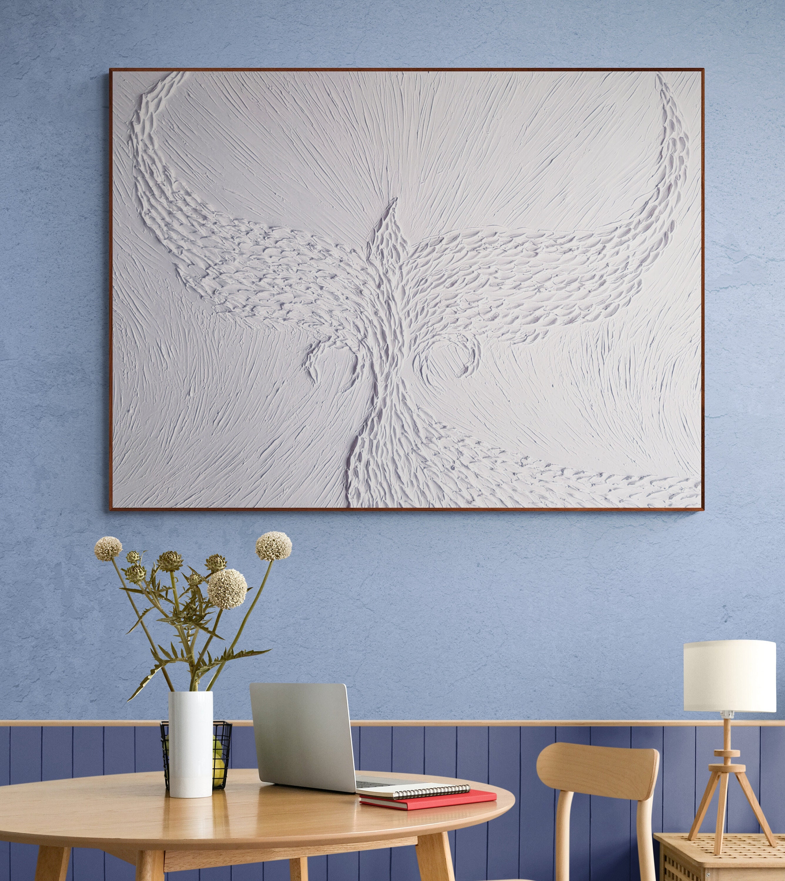 Wall Rising Imagine White Textured Phoenix Rising Art | Symbolizes Rebirth & Renewal ...