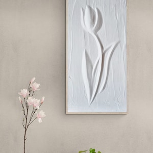 Tulip Flower Plaster Wall Decoration, 3D Wall Art For Minimalist Decor, Abstract Flower Art Gift For Her image 9