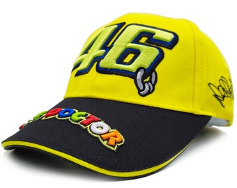 Yellow Valentino Rossi Souvenir Hat with Black Peak VR46 THE DOCTOR Signature Cap