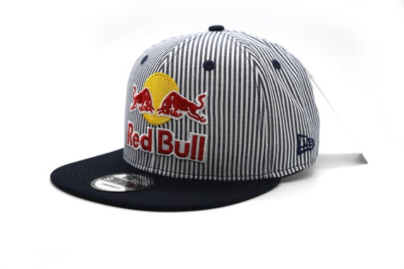 Navy Blue Striped Red Bull Cap Flat 