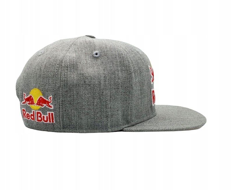 Red Bull Cap Snapback Adjustable Flat Peak Gray Hip Hop Hat image 3