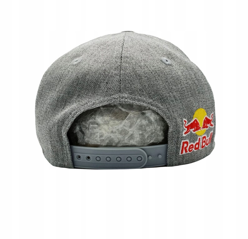 Red Bull Cap Snapback Adjustable Flat Peak Gray Hip Hop Hat image 5