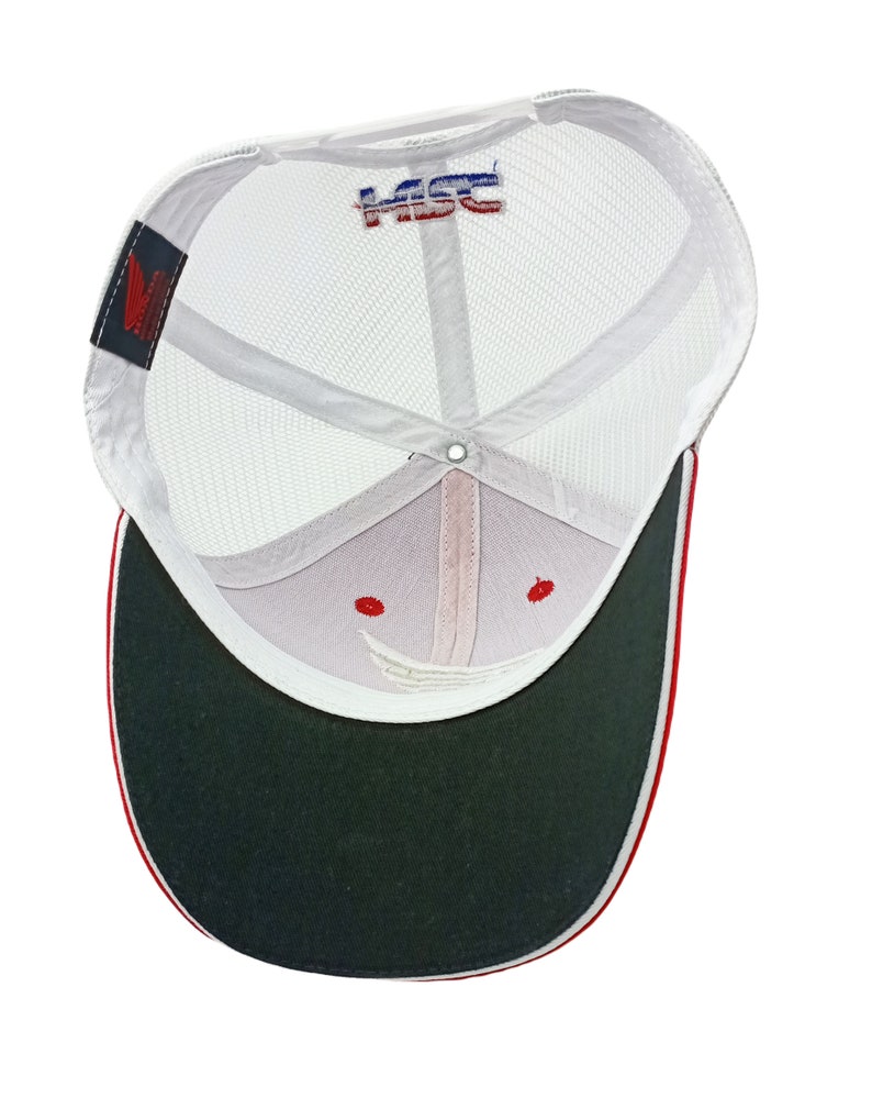 Red Honda HRC Racing Cap Breathable White Mesh Snapback Hat image 6
