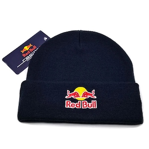 Navy Blue Red Bull Skully Beanie Hat 