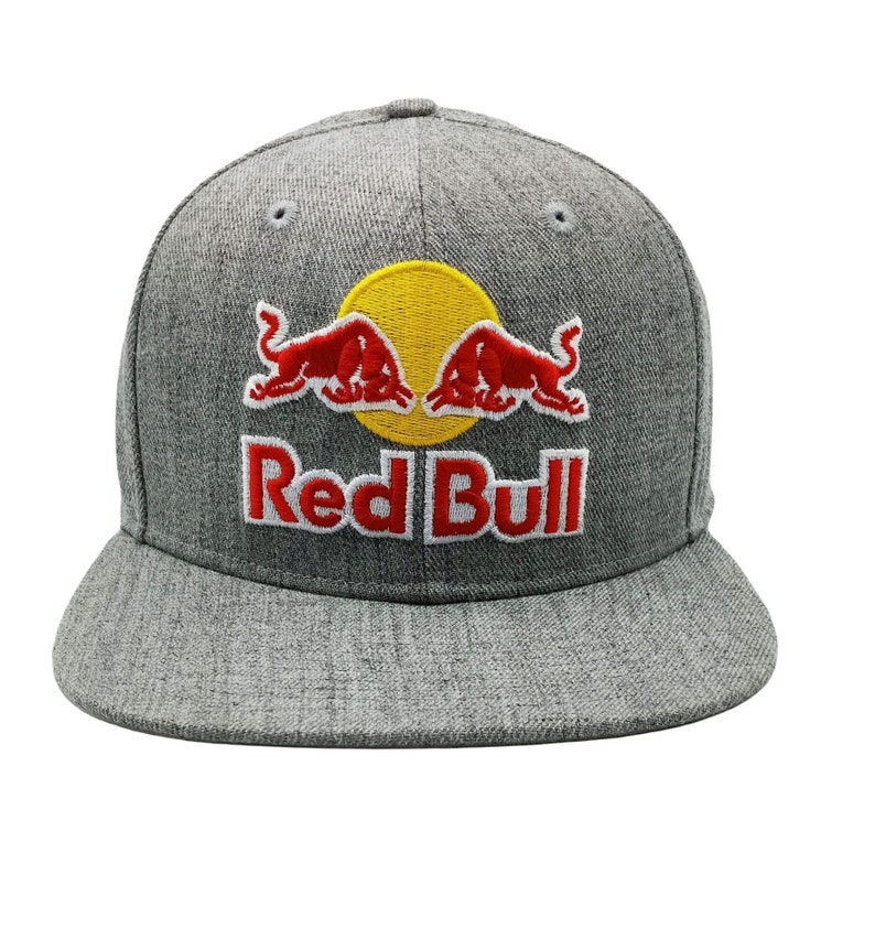 Red Bull Cap Snapback Adjustable Flat Peak Gray Hip Hop Hat image 1
