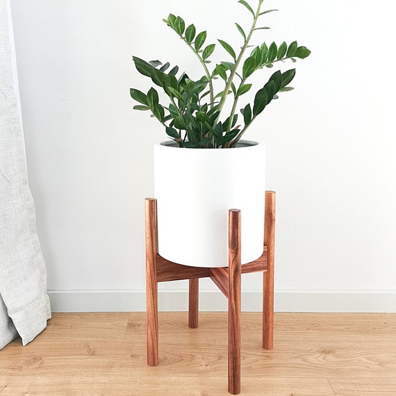 Plant Stand White Ceramic Planter Pot With Drainage large Indoor