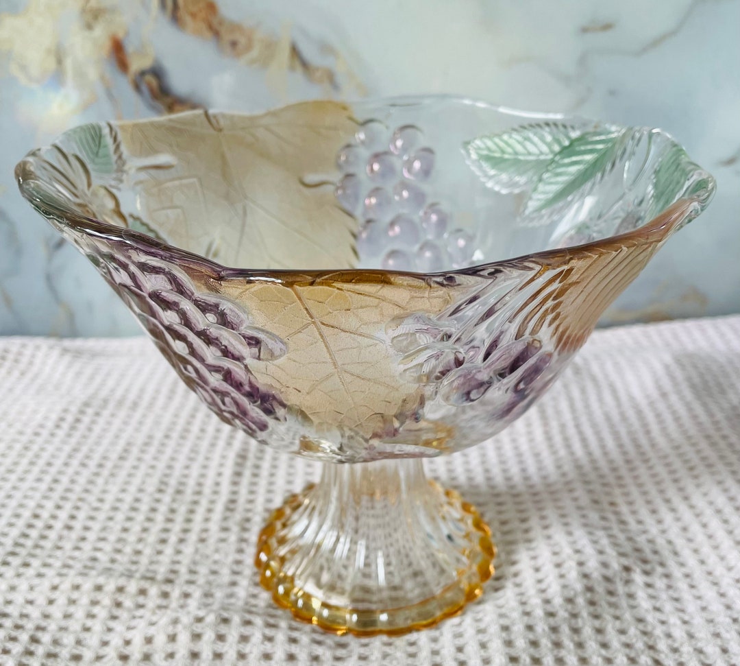Vintage Glass Compote Fruit Serving Dish - Etsy
