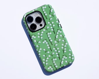 Lilies of the Valley Tough Phone Case for iPhone® & Samsung Galaxy® | Cute Green Nature and Garden Floral Pattern Case for Spring and Summer
