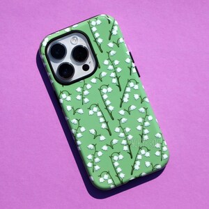 Étui de portable robuste Muguet pour iPhone® et Samsung Galaxy® | Jolie trousse verte à motifs floraux nature et jardin pour le printemps et l'été image 2