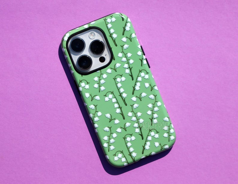Étui de portable robuste Muguet pour iPhone® et Samsung Galaxy® | Jolie trousse verte à motifs floraux nature et jardin pour le printemps et l'été image 2