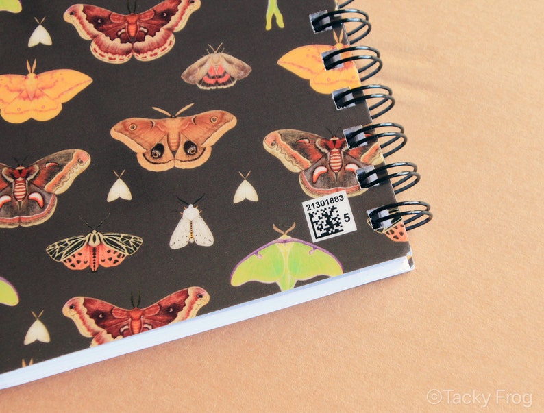 Moth Notebook Moths Spiral Bound Journal | Brown Laminated Mini Notebook With Various ...