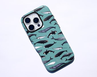 Whales Tough Phone Case for iPhone® and Samsung Galaxy® | Cute Marine Life, Ocean Inspired Blue Cellphone Case