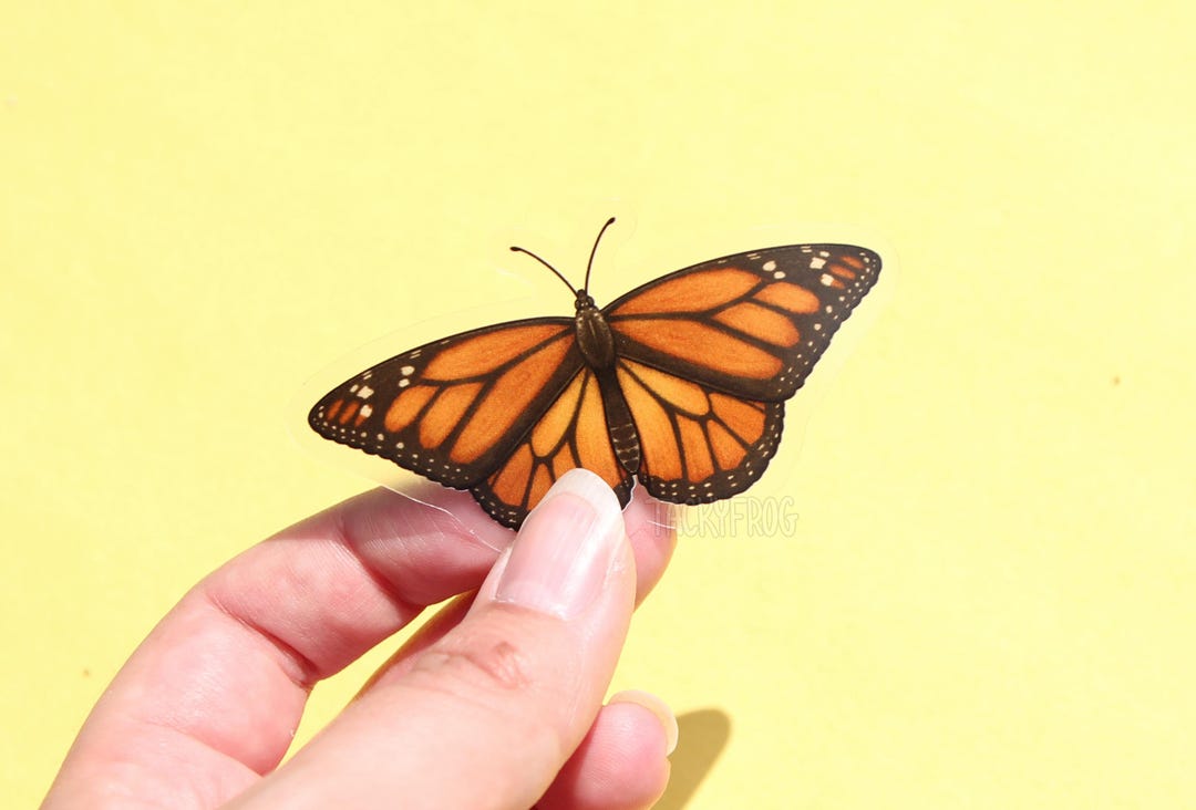 Monarch Butterfly Clear Vinyl Sticker | 3 X 1.62 Inches | Transparent ...