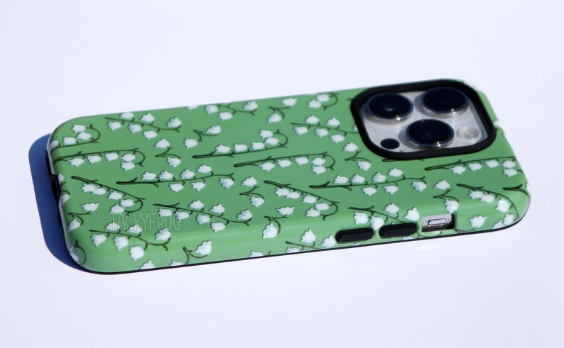 Étui de portable robuste Muguet pour iPhone® et Samsung Galaxy® | Jolie trousse verte à motifs floraux nature et jardin pour le printemps et l'été image 5