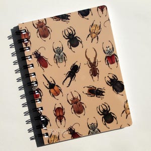 Large Beetles Spiral Bound Journal | Mini Laminated Brown Bug, Insect Notebook for School Work, Nature Notes, Entomologists | 5 x 7 In.