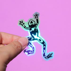 Poison Dart Frog Holographic Vinyl Sticker | 1.8&quot; x 3&quot; | Durable, Waterproof, Scratch-Resistant Trippy Rainbow Animal Laptop Decal and Art