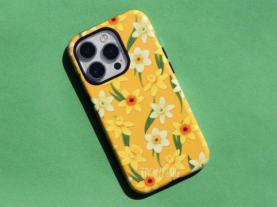 Yellow Daffodils Tough Case for iPhone®, Samsung Galaxy®, & Google Pixel® Phones | Cute March Birth Floral Flower Case for Spring and Summer