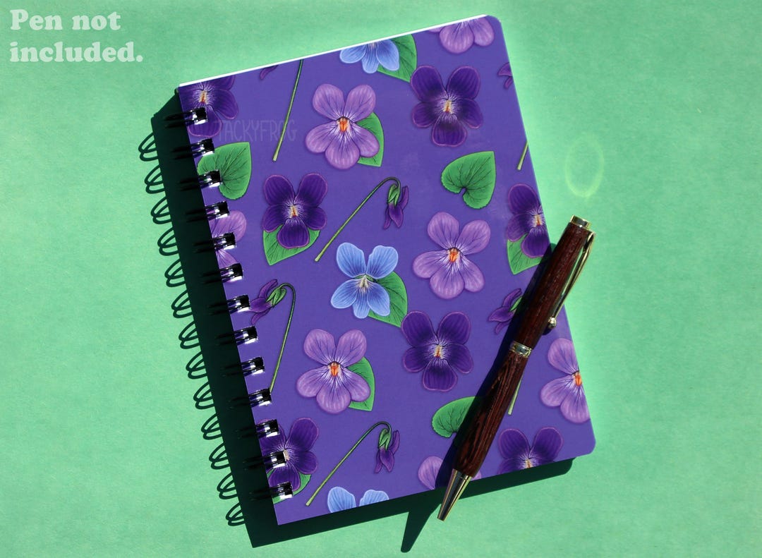 Purple Violets Spiral Bound Journal | Laminated Garden-inspired Mini ...