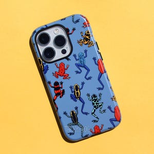 Dart Frog Tough Phone Case | Durable Blue Amphibian Case with Colorful Animal, Nature Pattern