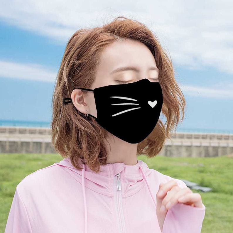Cat whiskers mask with filter pocket Cat face mask with nose Etsy