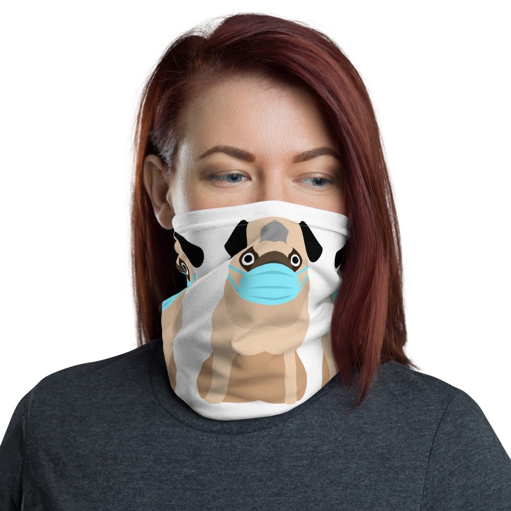 Pug face mask pug print pug neck gaiter reusable mask Etsy