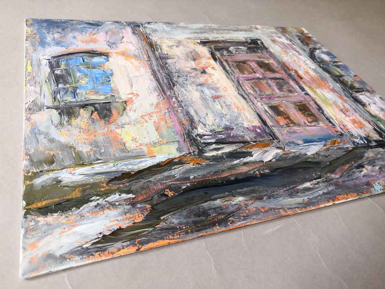Old house painting Original Italian cityscape artwork Unique wall art above the sofa by Sviatlana Shatskaya